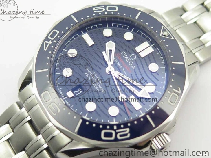 0301 ZeroBulk 2018 Seamaster Diver 300M OMF Best Edition Blue Ceramic Blue Dial on SS Bracelet A8800 (Black Balance Wheel) 7957